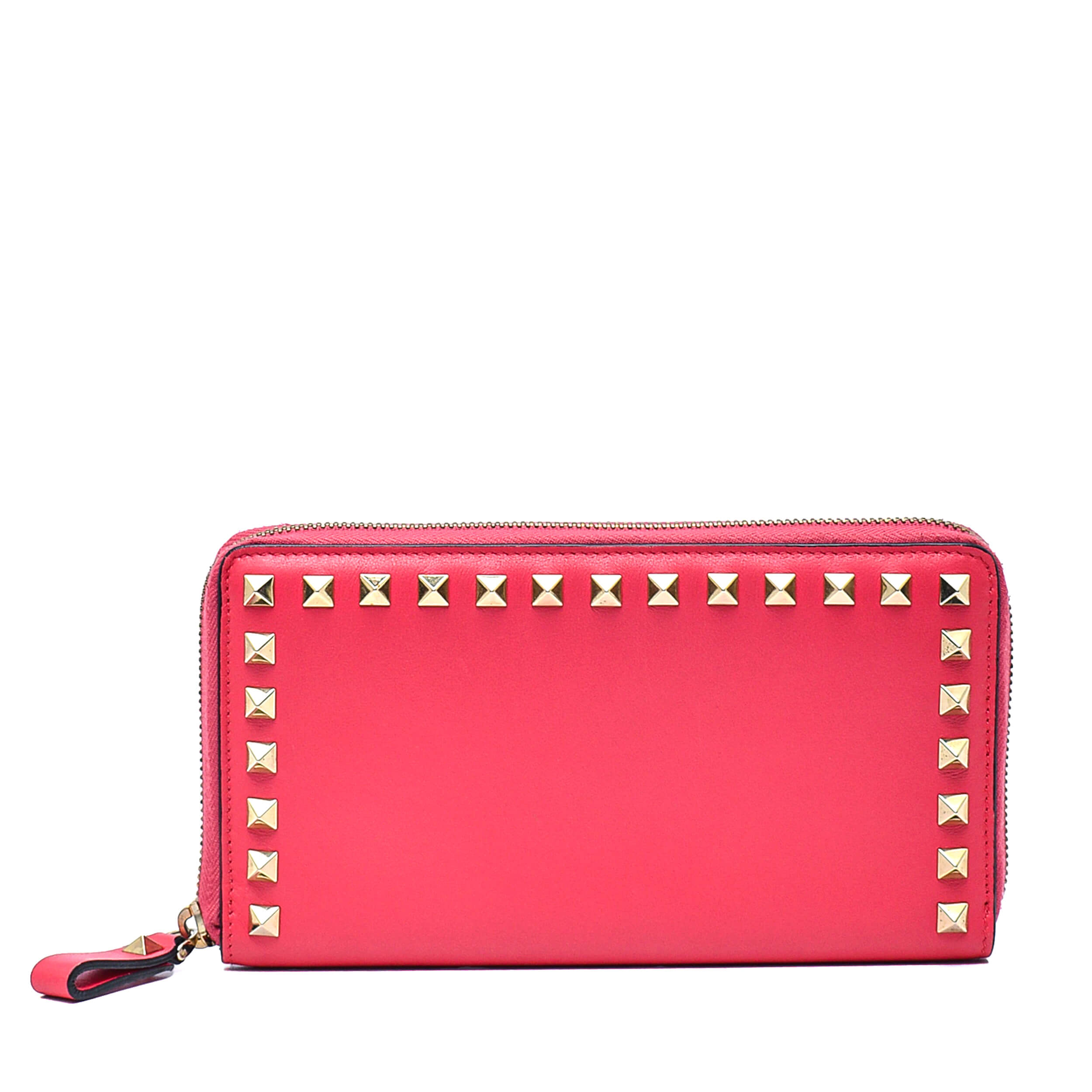 Valentino - Pink Leather Rockstud Zippy Wallet